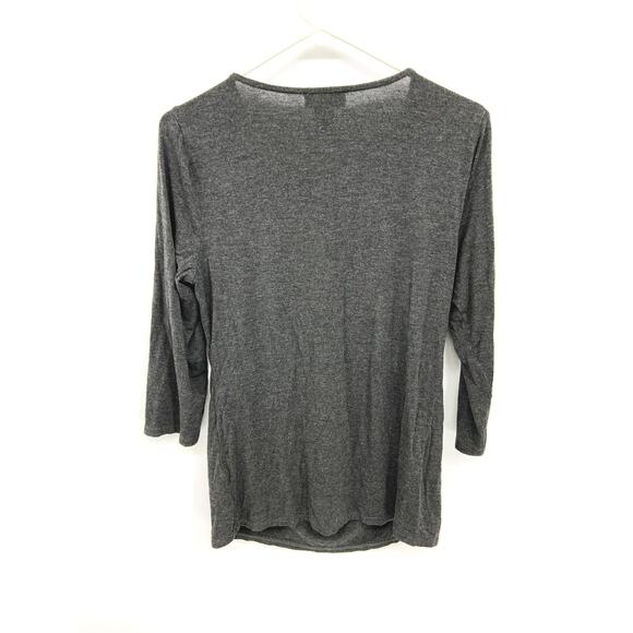 Womens Carmen Marc Valvo Draped Gray Blouse 3/4 Sleeve Size L - Picture 2 of 3